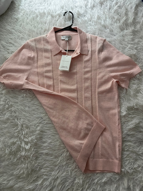 Camisa Polo de Punto — Rosa Palo Estilo Minimalista